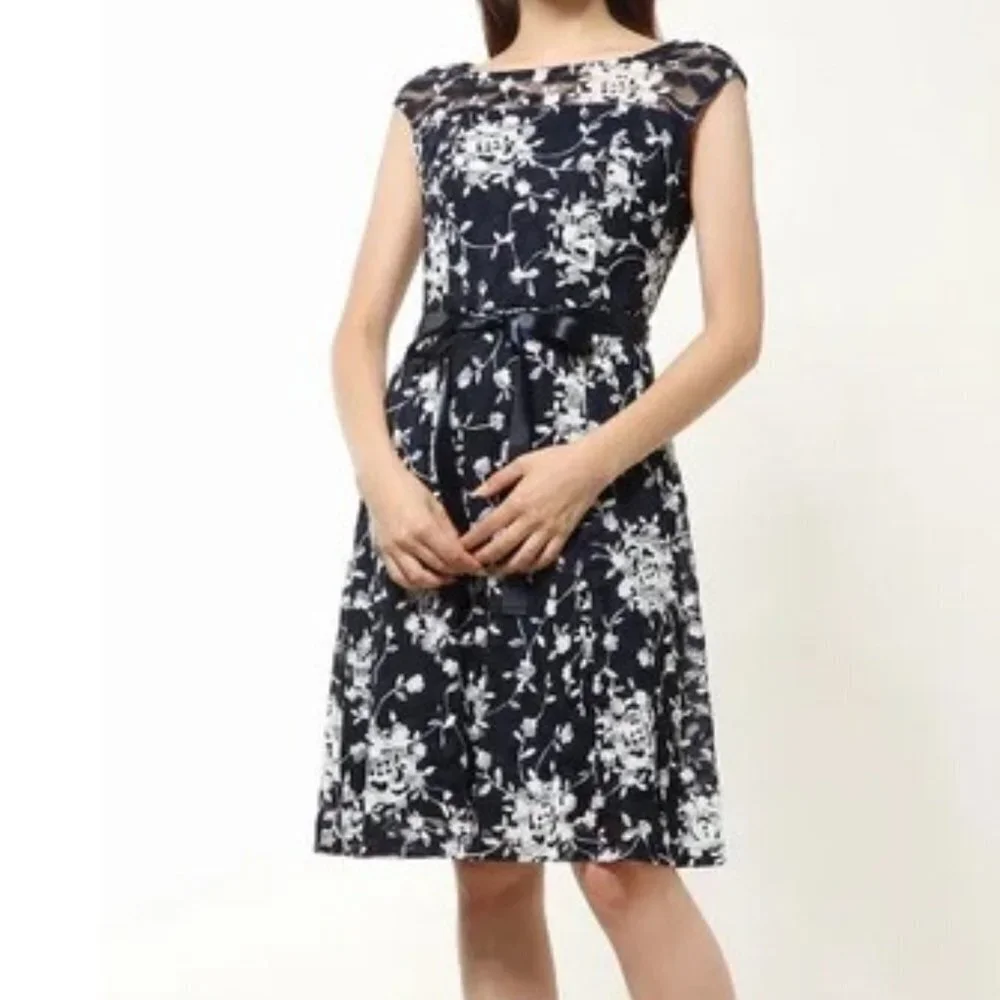 Candalite Women's Illusion Neckline Floral Mini Dress - MP